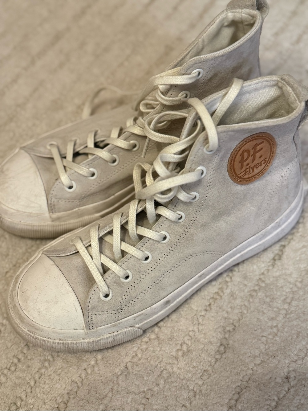 P.F. Flyers High-Top Sneakers in Light Beige, Women's size 8